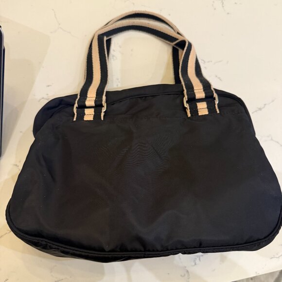 Lacoste Designer Bowling Bag – Small Black + Tan Accents - Picture 12 of 13